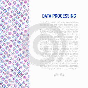 Data processing concept with thin line icons