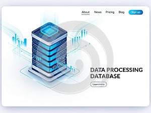 Data processing database icon isolated on white background