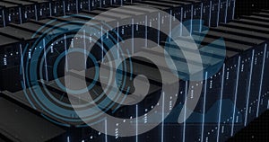 Data processing image over rows of servers in data center
