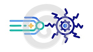 Data processing: interconnected gears for efficient information flow, vector design Generative AI