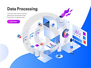 Data Processing Isometric Illustration Concept. Modern flat design concept of web page design for website and mobile website.