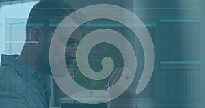 Data processing over caucasian worker technology and technology data processing data processing tech