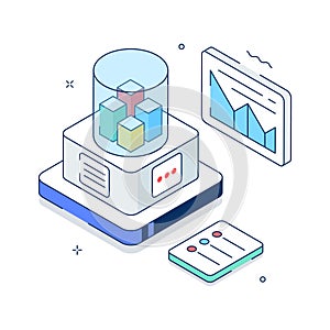 Premium isometric illustration of data processing, ready to use vector