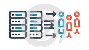 Data Processing Server Icon for Big Data IT Solutions, vector design Generative AI
