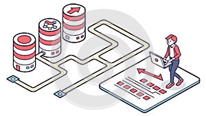 Data Processing and Server Management Icon, vector design Generative AI