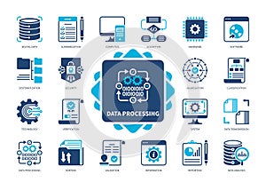 Data Processing solid icon set
