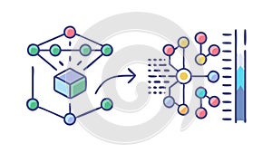 Data Processing Transformation, Cube to Network, vector design Generative AI