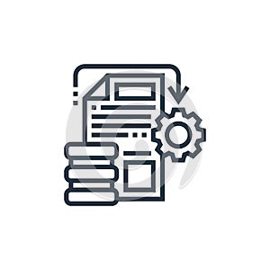 data processing vector icon isolated on white background. Outline, thin line data processing icon for website design and mobile,