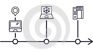 Data processing workflow: interconnected system diagram, vector design Generative AI