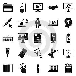 Data processor icons set, simple style