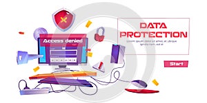 Data protection banner with computer access denied
