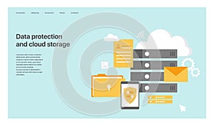 Data protection and cloud storage. Design of the main page of the site.
