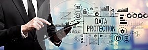 Data protection concept with businessman