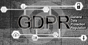 Data protection concept GDPR EU, and safety of using the information of people,Use Internet, E-commerce business, advertising and