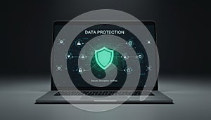 Data protection concept showing shield and security icons