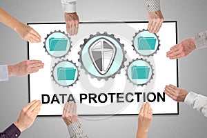 Data protection concept on a whiteboard