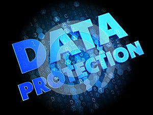 Data Protection on Dark Digital Background.