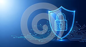 Data Protection Design: Abstract Shield with Keyhole Icon