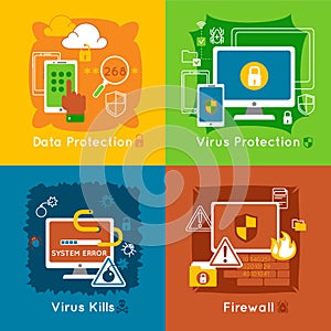 Data Protection Flat Icon Set