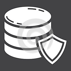 Data protection glyph icon, seo and development