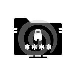 Black solid icon for Data Protection, data and padlock