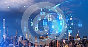 Data protection interface in night city sky