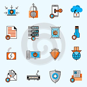 Data Protection Line Icons Set