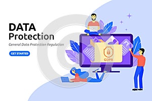 Data protection modern flat design concept. Protecting online da