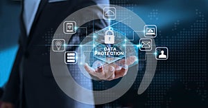 Data protection privacy, GDPR. EU. Cyber security network