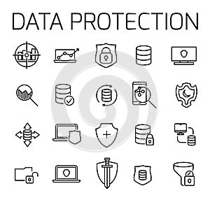 Data protection related vector icon set.