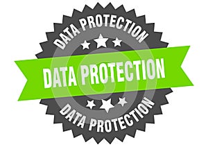 data protection sign. data protection round isolated ribbon label.