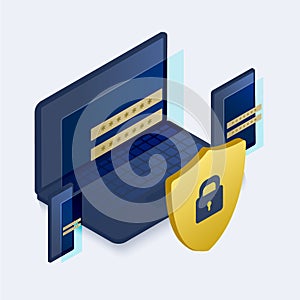 Data Protection Security Concept. Verification technology for business, safety and confidential software access data protection