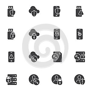 Data protection vector icons set