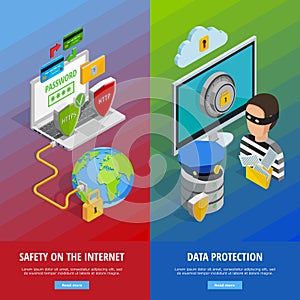 Data Protection Vertical Banners Set