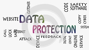 Data protection word cloud concept on white background
