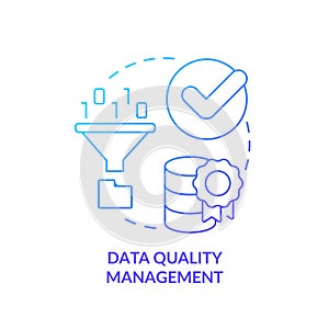 Data quality management blue gradient concept icon