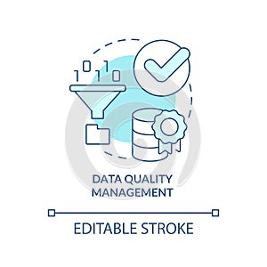 Data quality management turquoise concept icon