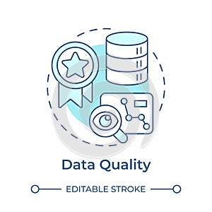 Data quality soft blue concept icon