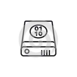 Data recovery external binary line icon