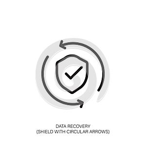 Data Recovery Shield Icon with Circular Arrows