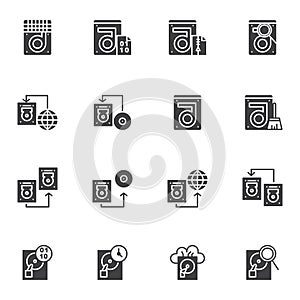 Data recovery vector icons set