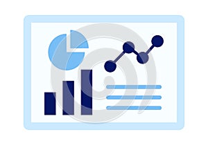 Data Report with Graph Flat Colored Illustration for Analytics, Statistics, and Business Performance