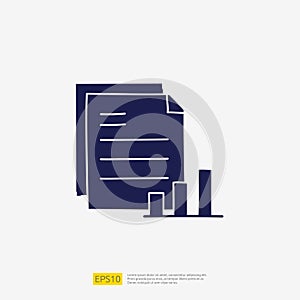 data report and presentation concept doodle glyph icon with graphic chart document. Statistics science technology, digital