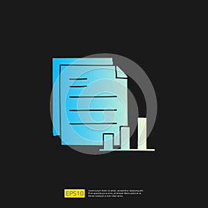 data report presentation concept doodle gradient glyph icon graphic chart document. Statistics science technology, digital