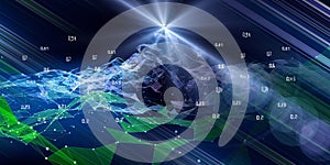 Data science. Abstract polygonal analyze algorithm artificial intelligence data. Analytics algorithms banner for science,