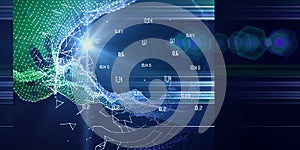 Data science. Abstract polygonal background artificial intelligence on grid data. Analytics algorithms banner for science,