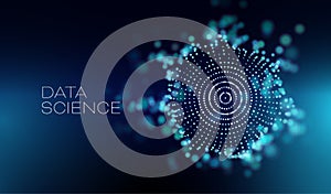 Data science abstract vector background. 3D sphere cloud server. Machine learning technology.