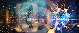 Data science. AI Technology. Businessman touch brain working data and Algorithm
