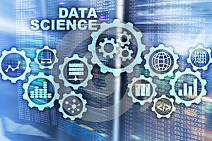 Data Science Artificial Intelligence Concept. Futuristic Supercomputer background.