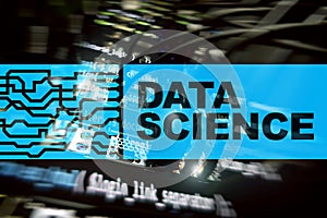 Data Science Artificial Intelligence Concept. Futuristic Supercomputer background